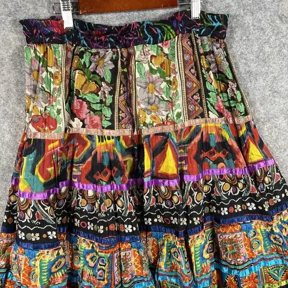 VTG SOFT SURROUNDINGS Boho Gypsy Kamala Jungle Print Maxi Skirt XL - Picture 2 of 8
